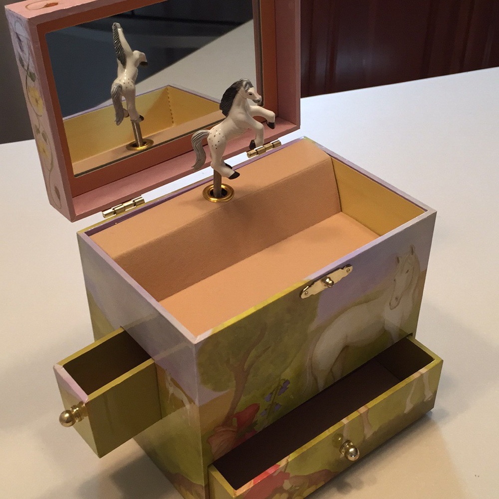 Child’s musical jewelry box - horses and fairies.